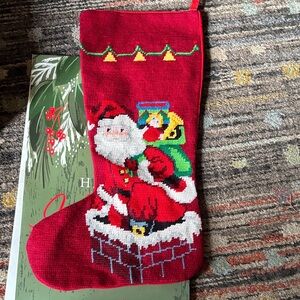 Festive Red Christmas Stocking with Santa Design